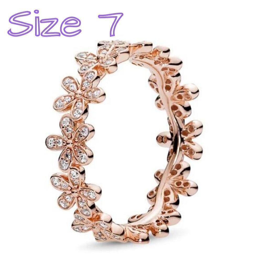 Rose Gold Daisy Flower Crown Ring Size 7